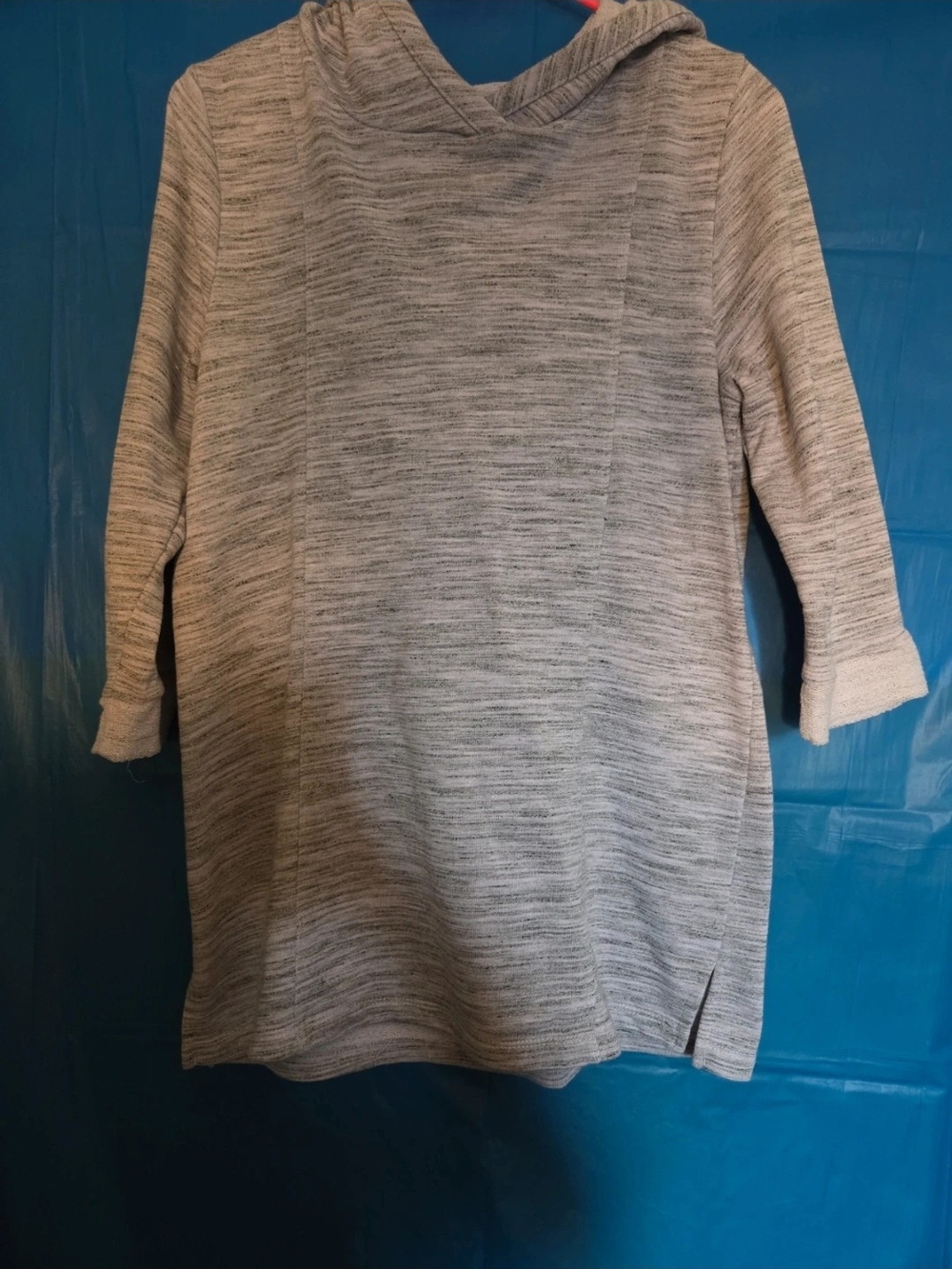 Christopher & Banks Light Gray Hooded Tunic Sweatshirt